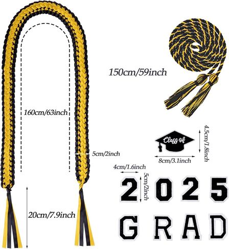 Graduation Leis Class of 2025 Graduation Ribbon Lei Grad Decor with Honor Cord Braided Graduate Necklace for Congrats Graduates Gifts Party Supplies in Saudi Arabia