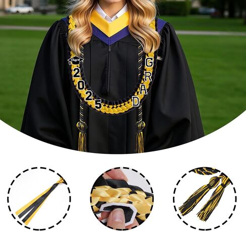 Graduation Leis Class of 2025 Graduation Ribbon Lei Grad Decor with Honor Cord Braided Graduate Necklace for Congrats Graduates Gifts Party Supplies in Saudi Arabia
