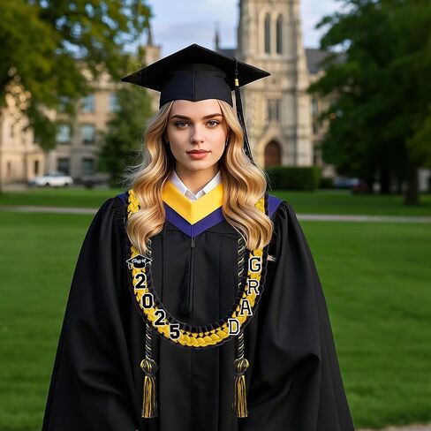 Graduation Leis Class of 2025 Graduation Ribbon Lei Grad Decor with Honor Cord Braided Graduate Necklace for Congrats Graduates Gifts Party Supplies in Saudi Arabia