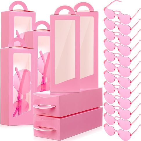 24 Pcs Hot Pink Party Favor Boxes Heart Shape Sunglasses Doll Gift Boxes for Princess Birthday Bridal Showers Party(Hot Pink) in Saudi Arabia