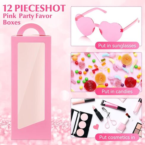 24 Pcs Hot Pink Party Favor Boxes Heart Shape Sunglasses Doll Gift Boxes for Princess Birthday Bridal Showers Party(Hot Pink) in Saudi Arabia