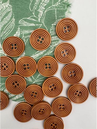 Wood Buttons for Sewing and Crafts, 25mm, 1'' Brown Carved Round Design, 4-Hole, 50 Pack (Mixed Color) in Kuwait