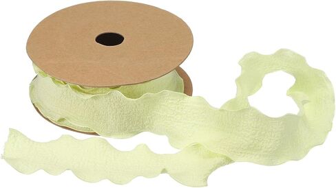 MECCANIXITY 2pcs 1.5 Inch 10 Yard Satin Double Ruffle Edge Ribbon Cream White Solid Color for Hair Bows Sewing Gift Wrapping Wedding Bouquets in Kuwait