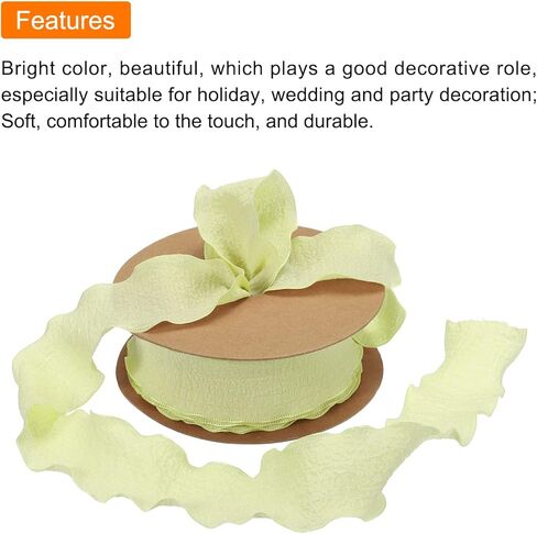 MECCANIXITY 2pcs 1.5 Inch 10 Yard Satin Double Ruffle Edge Ribbon Cream White Solid Color for Hair Bows Sewing Gift Wrapping Wedding Bouquets in Kuwait