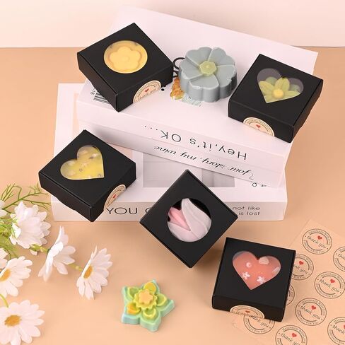 Moukiween 32 PCS White Soap Boxes for Homemade Soap, 3.54 X 2.36 X 1.18 Inch Soap Packaging Gift boxes with Window, Small Rectangular Soap Wrapping Boxes (White) in Kuwait