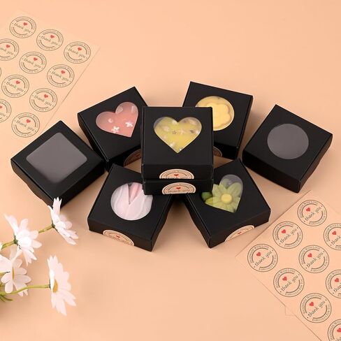 Moukiween 32 PCS White Soap Boxes for Homemade Soap, 3.54 X 2.36 X 1.18 Inch Soap Packaging Gift boxes with Window, Small Rectangular Soap Wrapping Boxes (White) in Kuwait