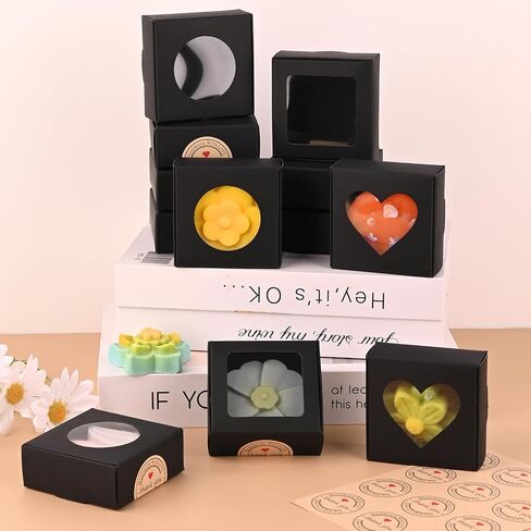 Moukiween 32 PCS White Soap Boxes for Homemade Soap, 3.54 X 2.36 X 1.18 Inch Soap Packaging Gift boxes with Window, Small Rectangular Soap Wrapping Boxes (White) in Kuwait