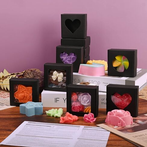 Moukiween 32 PCS White Soap Boxes for Homemade Soap, 3.54 X 2.36 X 1.18 Inch Soap Packaging Gift boxes with Window, Small Rectangular Soap Wrapping Boxes (White) in Kuwait