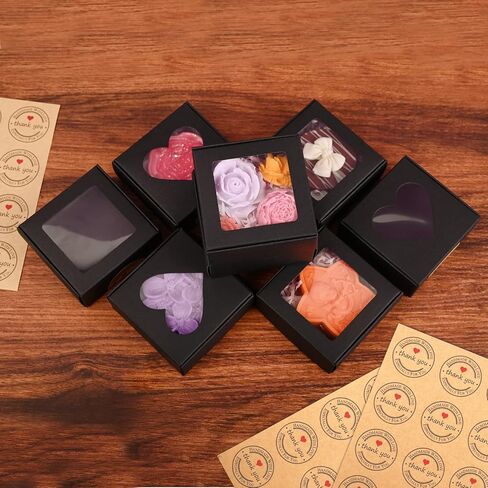 Moukiween 32 PCS White Soap Boxes for Homemade Soap, 3.54 X 2.36 X 1.18 Inch Soap Packaging Gift boxes with Window, Small Rectangular Soap Wrapping Boxes (White) in Kuwait