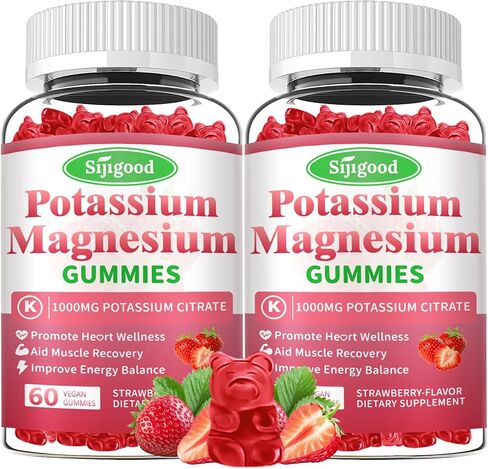 2 Pack Potassium Citrate Gummies 2000mg – Potassium Supplement for Muscle Health, Leg Cramp Relief & Electrolyte Balance, Vegan, Non-GMO, Gluten-Free, Raspberry Flavor, 120 Count in Saudi Arabia