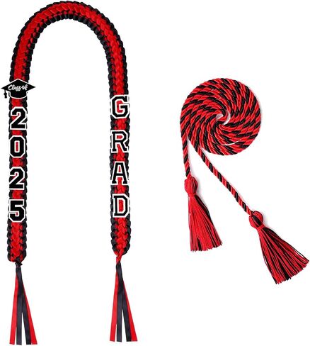 Graduation Leis Class of 2025 Graduation Ribbon Lei Grad Decor with Honor Cord Braided Graduate Necklace for Congrats Graduates Gifts Party Supplies in Saudi Arabia