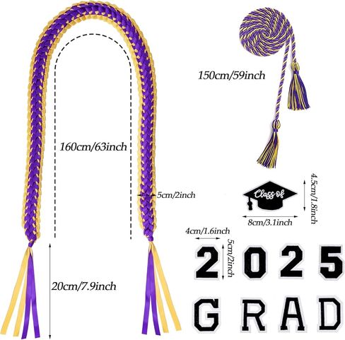 التخرج LEIS فئة 2025 تخرج الشريط ليي ديكور جراد ديكور مع سلك الشرف قلادة الدراسات العليا مضفرة على مواد الخريجين هدايا لوازم الحفلات in Kuwait