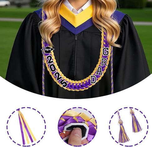 التخرج LEIS فئة 2025 تخرج الشريط ليي ديكور جراد ديكور مع سلك الشرف قلادة الدراسات العليا مضفرة على مواد الخريجين هدايا لوازم الحفلات in Kuwait