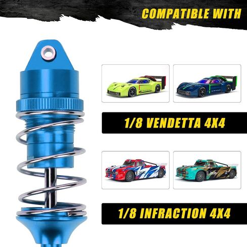 RACWD RC Shocks Absorber 70mm للاختراق Arrma 4x4 570 ميجا ، Vendetta 4x4 3S BLX Pression ، كامل الأمامي الأمامي امتصاص الصدمات المثبط 4PCS لمدة 1/8 3S ARA4215V3 ، ARA4319V3 ، ARA330701 RED in Kuwait