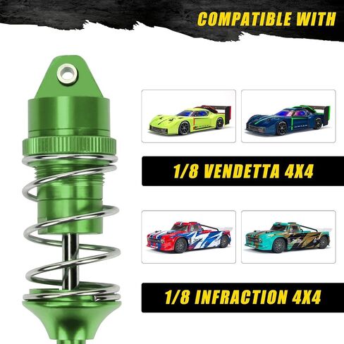 RACWD RC Shocks Absorber 70mm for ARRMA INFRACTION 4X4 570 MEGA, VENDETTA 4X4 3S BLX Upgrade Parts, Full aluminum Front Rear Shock Absorber Damper 4pcs for 1/8 3S ARA4215V3, ARA4319V3, ARA330701 Red in Saudi Arabia
