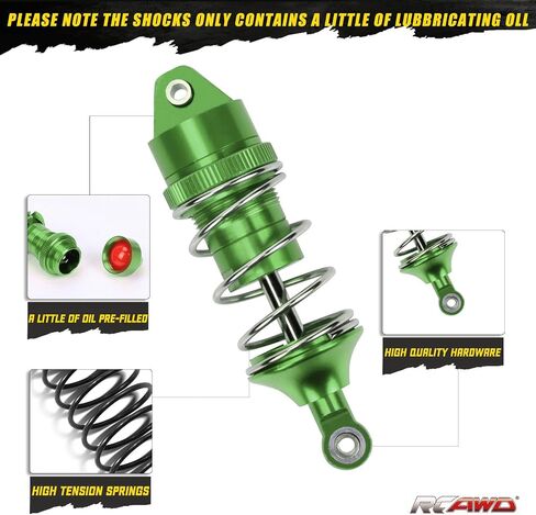 RACWD RC Shocks Absorber 70mm for ARRMA INFRACTION 4X4 570 MEGA, VENDETTA 4X4 3S BLX Upgrade Parts, Full aluminum Front Rear Shock Absorber Damper 4pcs for 1/8 3S ARA4215V3, ARA4319V3, ARA330701 Red in Saudi Arabia