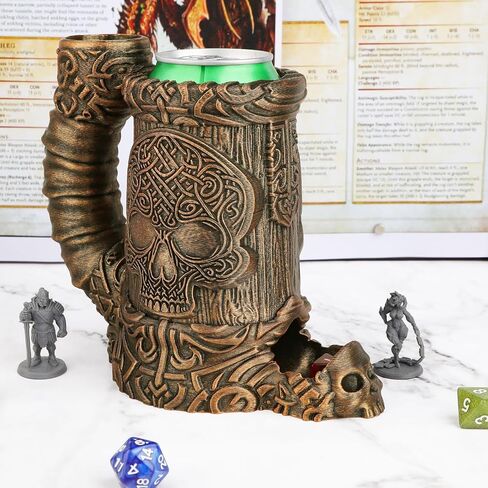 برج DND DICE-برج متداول مزدوج يدويًا لأجهزة RPGs الطاولة-تخزين القوطية القوطية ، ومنظم القلم ، وحامل المشروبات المثالي لألعاب الأبراج المحصنة وألعاب TTRPG (RF286C CULL CUP) in Kuwait