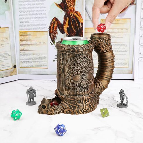 برج DND DICE-برج متداول مزدوج يدويًا لأجهزة RPGs الطاولة-تخزين القوطية القوطية ، ومنظم القلم ، وحامل المشروبات المثالي لألعاب الأبراج المحصنة وألعاب TTRPG (RF286C CULL CUP) in Kuwait