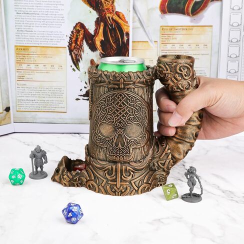 برج DND DICE-برج متداول مزدوج يدويًا لأجهزة RPGs الطاولة-تخزين القوطية القوطية ، ومنظم القلم ، وحامل المشروبات المثالي لألعاب الأبراج المحصنة وألعاب TTRPG (RF286C CULL CUP) in Kuwait