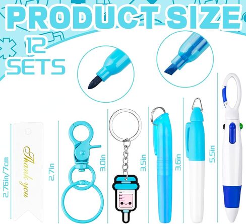 6 مجموعات من الممرضات مفاتيح أسعار المفاتيح Mini Highlighter Pens Week Week Gifts قلم كرة قابلة للسحب مع بطاقة الشكر وسلسلة مفاتيح التمريض للممرضات ممرضة Doctor Gift in Saudi Arabia