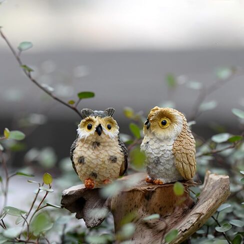 Purple Star Mini Owls 4 Pack Tiny Owls Little Owl Figurines Mini Resin Animals Figures Miniature Owl Fairy Garden Micro Landscape Cake Topper Decorations Gifts White in Kuwait