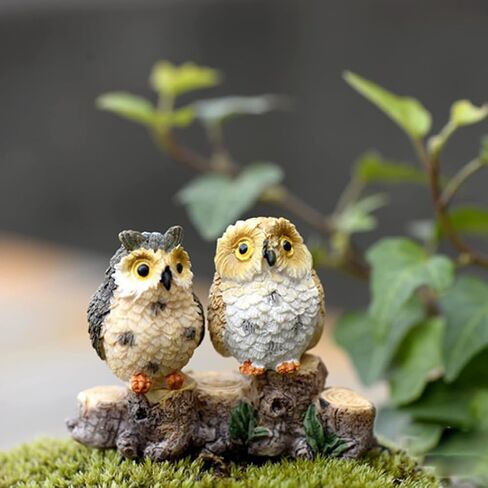 Purple Star Mini Owls 4 Pack Tiny Owls Little Owl Figurines Mini Resin Animals Figures Miniature Owl Fairy Garden Micro Landscape Cake Topper Decorations Gifts White in Kuwait
