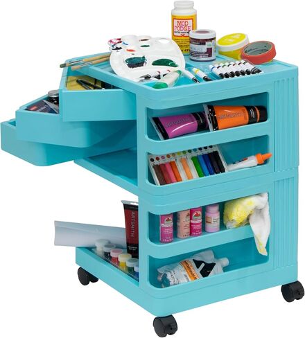 SD STUDIO DESIGNS Kubx Rotating 4-Sided Mobile Storage Organizer with Glass Top Multiple Compartments in Saudi Arabia