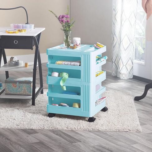 SD STUDIO DESIGNS Kubx Rotating 4-Sided Mobile Storage Organizer with Glass Top Multiple Compartments in Saudi Arabia