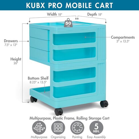 SD STUDIO DESIGNS Kubx Rotating 4-Sided Mobile Storage Organizer with Glass Top Multiple Compartments in Saudi Arabia