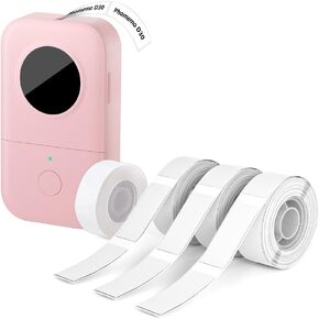 Phomemo D30 Label Maker with Tapes - Black on White Cable Wire Label Tape & Rectangle Tape, Mini Bluetooth Label Printer, Portable Smart Phone Handheld Sticker Labeler Inkless Rechargeable BPA-Free