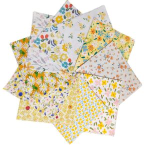 Fat Quarters Cotton Fabric Bundles, 10 Pcs 18" x 20" Precut Quilting Squares, Floral Prints for Crafts Sewing (Pink)