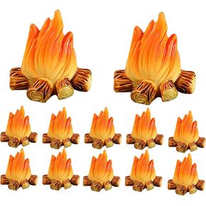12pcs miniature bonfire: نماذج ديكور الإطفاء - نماذج النار مصنوعة يدويًا النار المزيفة: راتنج من نوع الديكور المصغر