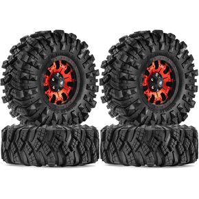 1.9 إطارات زاحف RC وعجلات Beadlock Rims OD 110mm 1/10 إطارات الطين المطاطية من أجل 1:10 RC ROCK CARLER CAR TRAXXAS TRX4 AXIAL SCX10 II RC4WD D90 TF2 Tamiya CC01 GEN8 4PCS