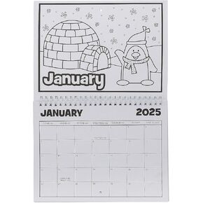 Fun Express Color Your Own 2025 Cardstock Calendar with Spiral Binding