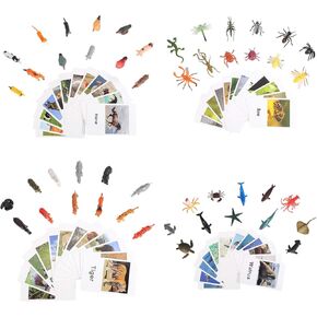 Yikko Montessori Animal Match Cards 48pcs - التماثيل والبطاقات الحشرات والحيوانات ، Montessori Material
