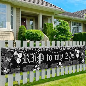 Rip to My 20 Yard Banner Gothic Thief الثلاثين ديكور حفلات عيد الميلاد ساحة علامة وداعا 20 حفلة في الهواء الطلق والداخلية لعيد الميلاد التاسعة والعشرين.