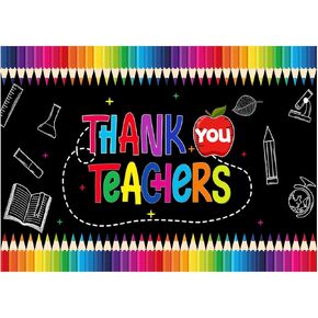 WOLADA Teacher Appreciation Week Backdrop Thank You Teachers Backdrop Thank You Teachers Theme Party Photography Background School Classroom Decorations 7x5FT FW05