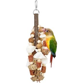 Parrot Chew Toys,Bird Toys for Large Bird,Natural Corncob Cuttlefish Bone Nut Chewing Toys for Parakeet,Cockatiel,Finch,Lovebirds,Macaws