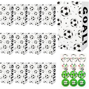 BLMHTWO 12 PACK PACK FACS مع ملصقات - أكياس لكرة القدم للوجبات الخفيفة للأطفال FAVORS ولوازم حفلات أعياد الميلاد