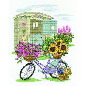 دراجة مزهرة عد الصليب غرزة Kit-8x10 14 العد