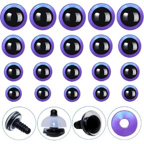 80pcs عيون وسلامة بريق 3D بريقا من أمجورومي كروشيه - ثالينفاي 14/16/18/10 ملم عيون أمان أرجوانية ليزر كروشيه أميجورومي عيون أميجورومي ، الحرف اليدوية ، كروشيه دمية صنع اللوازم