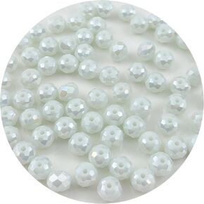 150pcs 8mm Briolette Crystal Glass Beads Faceted Rondelle Glass حبات مع حبات الفواصل الزجاجية الثقب لمجوهرات صنع سوار قلادة DIY مصنوعة الحرف (140 غراس أخضر AB)