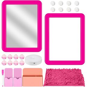 Chuangdi 24 PCS Locker Organizer Kit Magnetic Mirror Whiteboard Locker Brug Box Box LED LED و Hook Back to School Essentials Skiner Decoration for Girls School Supplies (Red)