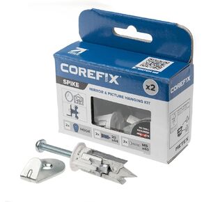 Spike Mirror/Picture Hanging Kit Pack of 2 - Heavy Duty Drywall Anchors (Safe Load Up to 110 lbs) with Hooks for Hanging Mirrors, Pictures or Canvas'. Easy to Install with NO Drill Required.