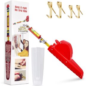Picture Hanging Tool with Level,Hang o Matic Picture Hanger Measuring Tape,Picture Leveling and Hanging Tool with 30lb and 50lb Picture Hangers