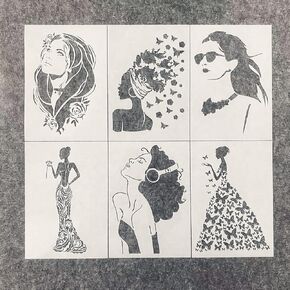 Tiamech A4 Beauty African Girl Stencil للطلاء على الخشب القابل لإعادة الاستخدام ، فتاة ، طبقات ، استنسل DIY ، التلوين ، حجم زخرفة ، 8.3 × 11.7 بوصة ، قالب