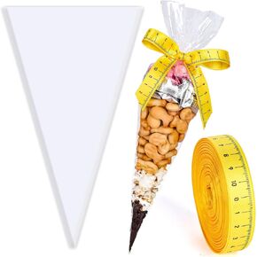 JARTHENAAMCS 100pcs العودة إلى المخروط CELEPHANE أكياس قلم رصاص المخروط على شكل أكياس علاج البلاستي