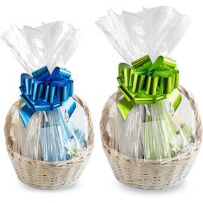Morepack 16x24 Inches and 18x30 Inches Cellophane Basket Bags,40 Pieces Cellophane Wrap for Gift Baskets, Clear Basket Bags