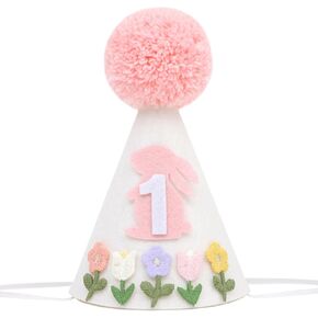 Some Bunny Is One 1st Birthday Hat - Easter 1st Birthday Decorations for Girls, Floral and Rabbit First Crown, Spring Birth Decor
