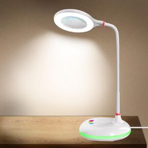 مصباح مكتب LED متعدد الوظائف ، رأس groenseck المرن مع قاعدة مكبّر 10x مع مصابيح مكتب تحكم ملونة ملونة تعمل باللمس مناسبة لرسم قراءة المكتب المنزلي وغيرها من العمل القريب